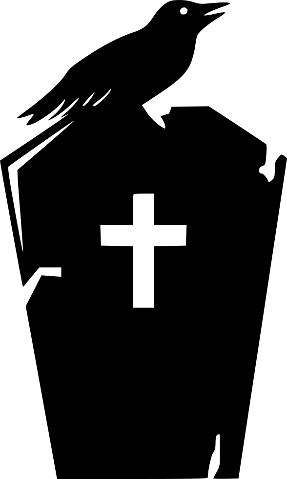 A Black And White Image Of A Coffin With A Cross