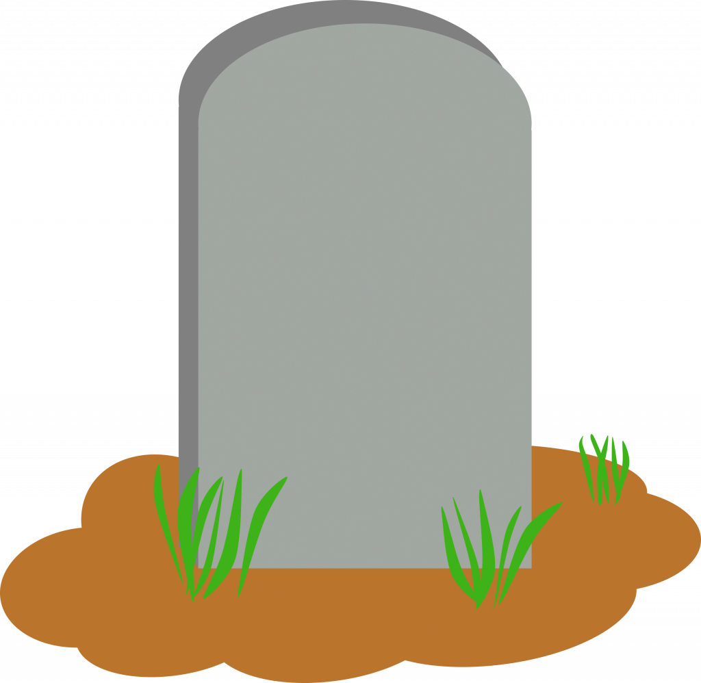 A Grey Tombstone In Dirt With Grass