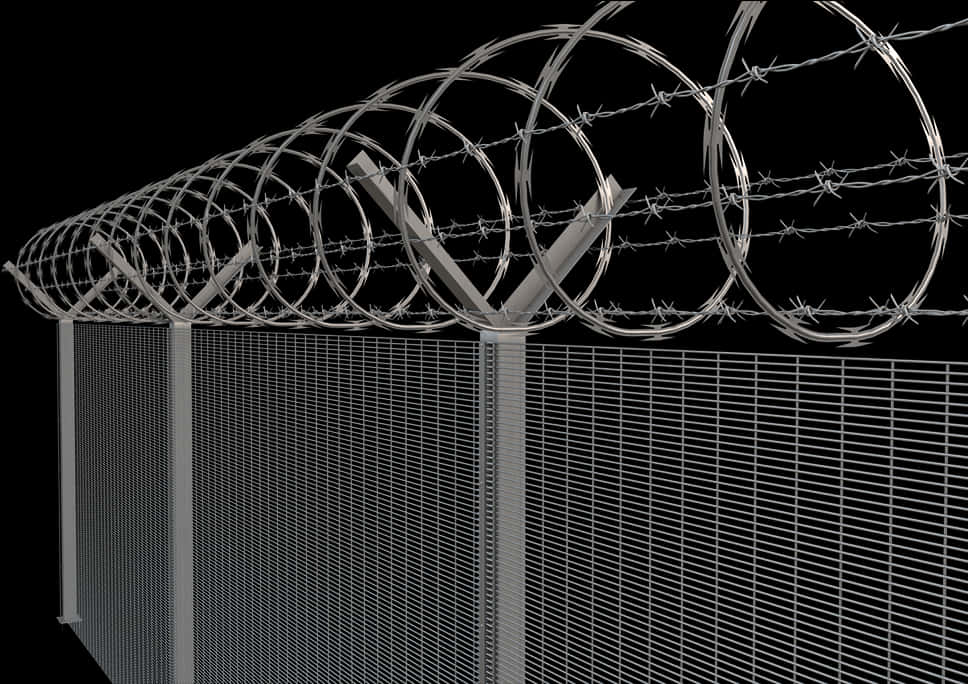 Gray Metal Fence With Barbed Wire