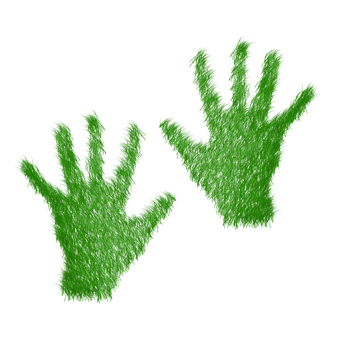 Green Hand Prints Of Grass