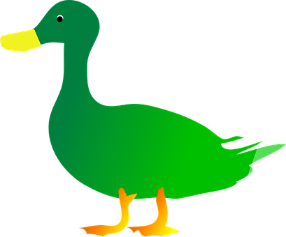 A Green Duck With Yellow Beak