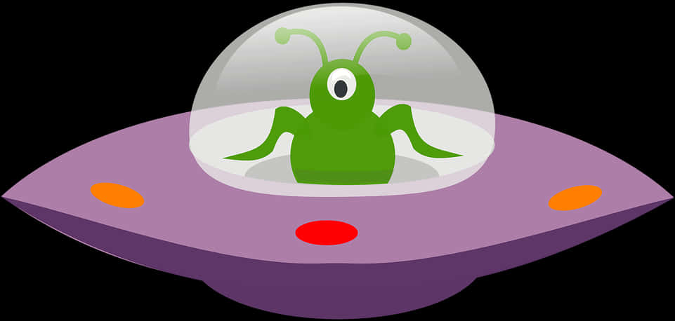 A Cartoon Of A Green Alien Inside A Purple Object