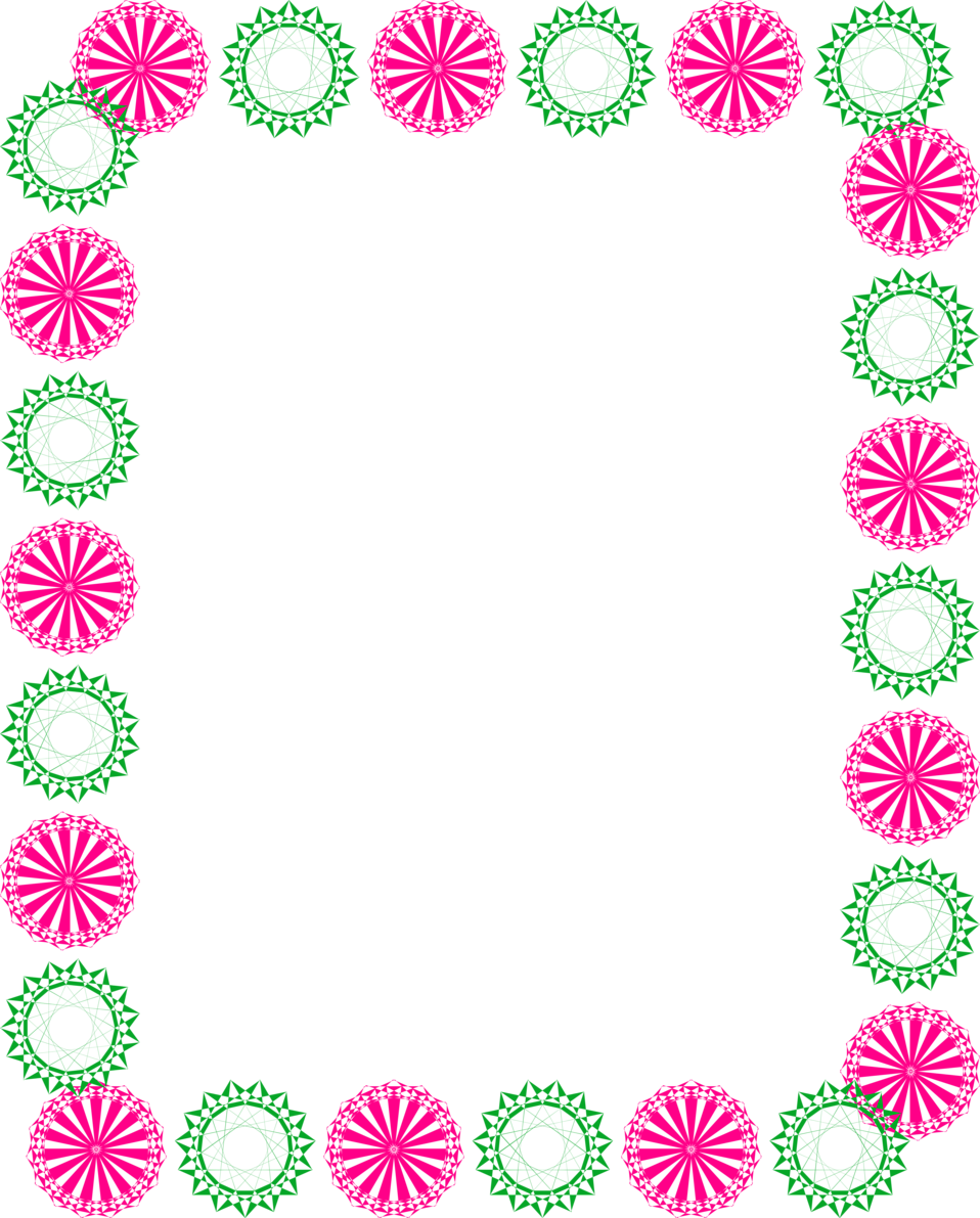 A Black Background With Pink And Green Flowers