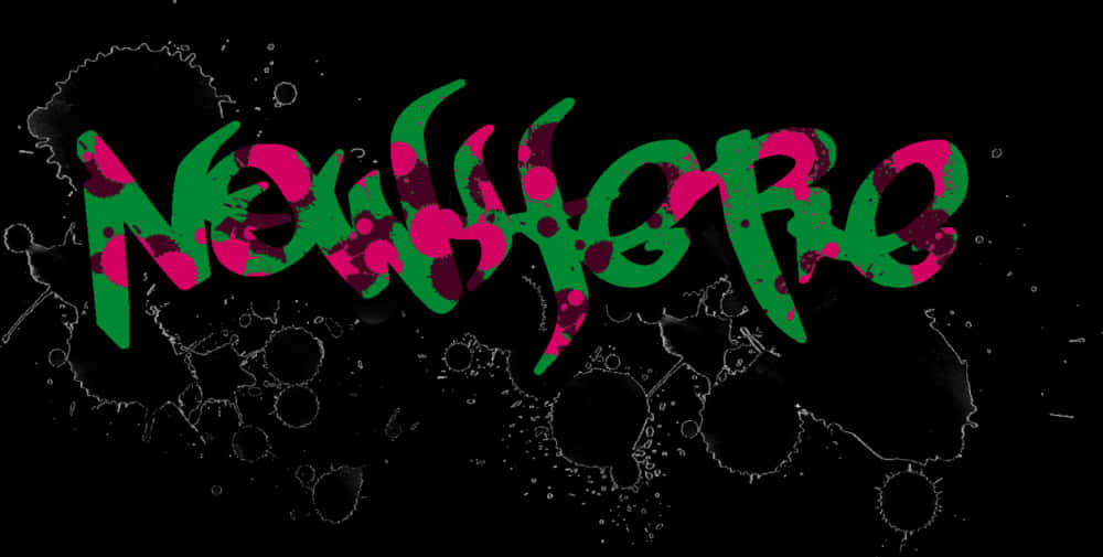 A Green And Pink Graffiti On A Black Background