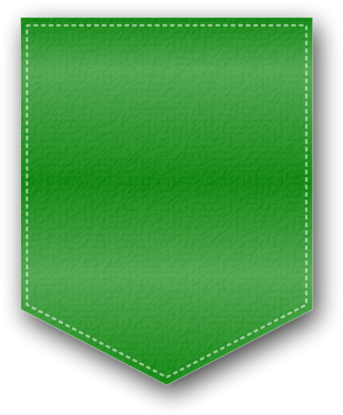 A Green Banner With White Stitching