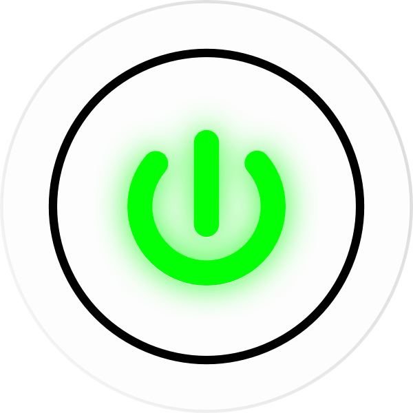 A Green Power Button With Black Background