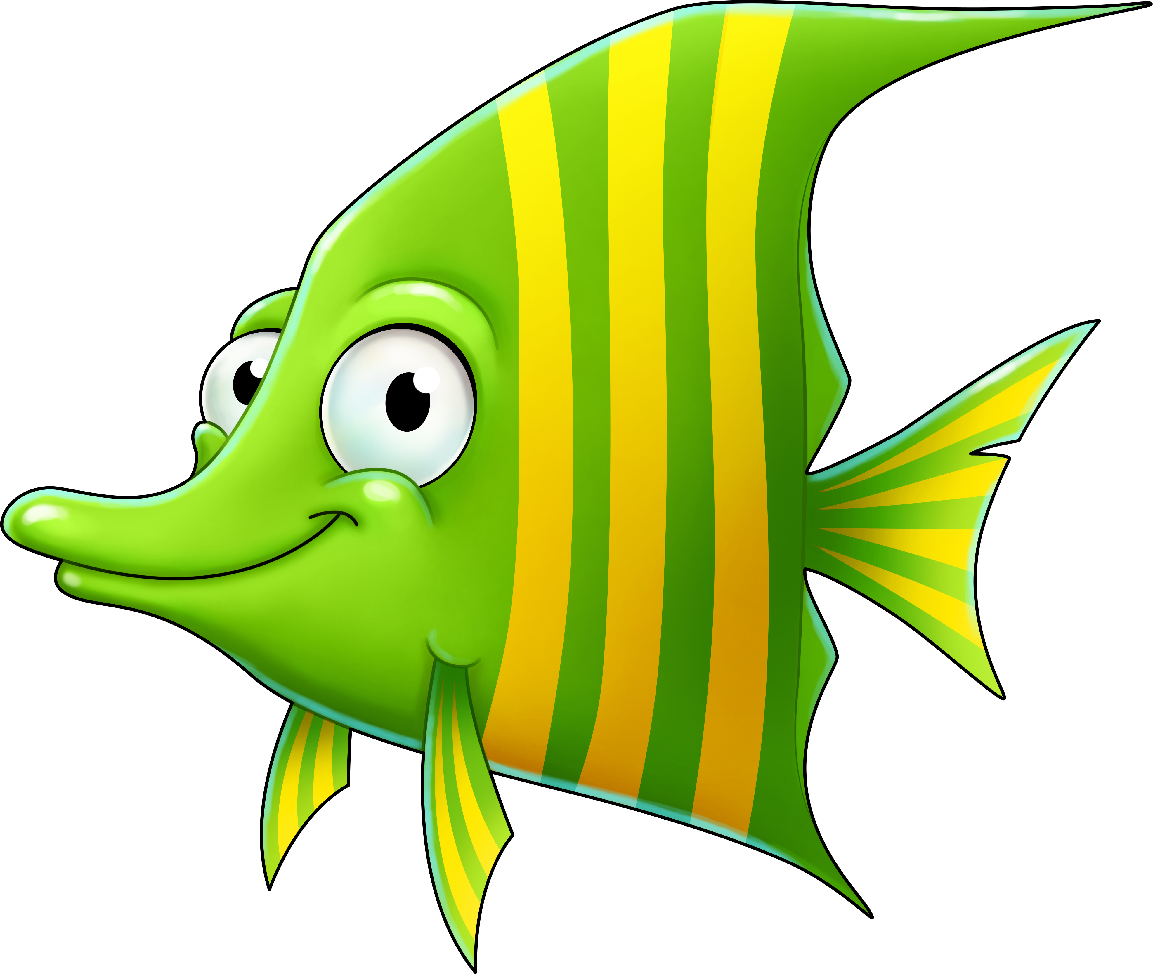 Green Cartoon Fish Clip Art - Cartoon Transparent Background Fish, Hd Png Download