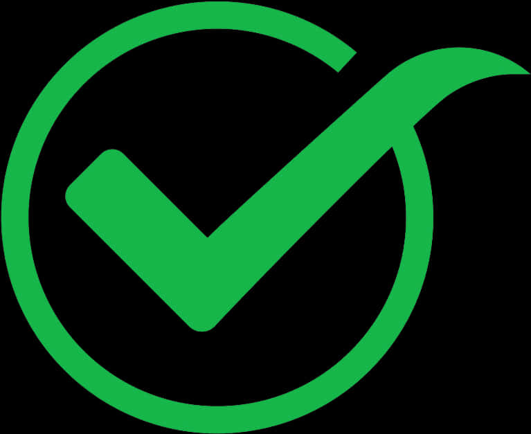 Green Check Mark With Curved Tip