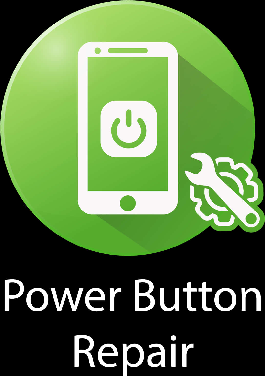 A Green Button With A White Phone And A Wrench