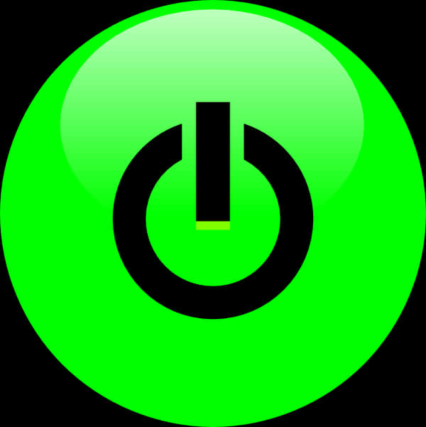 A Green Button With A Black Power Button