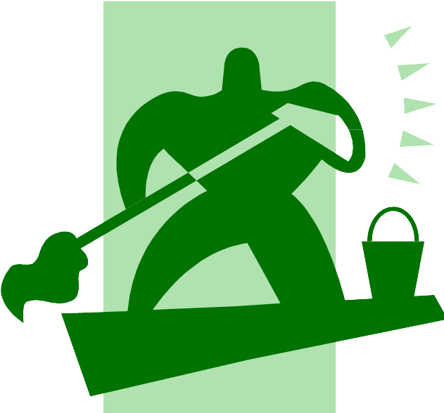 A Green Man Holding A Shovel And A Bucket