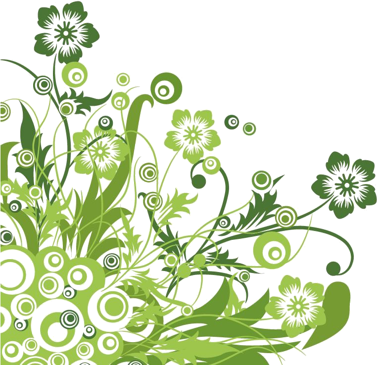 A Green And Black Floral Design