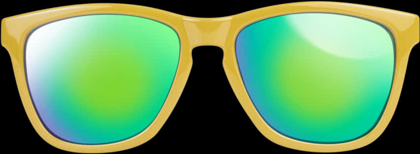 A Yellow Sunglasses With Green Lenses