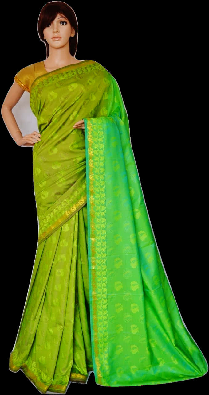 A Woman In A Green Sari