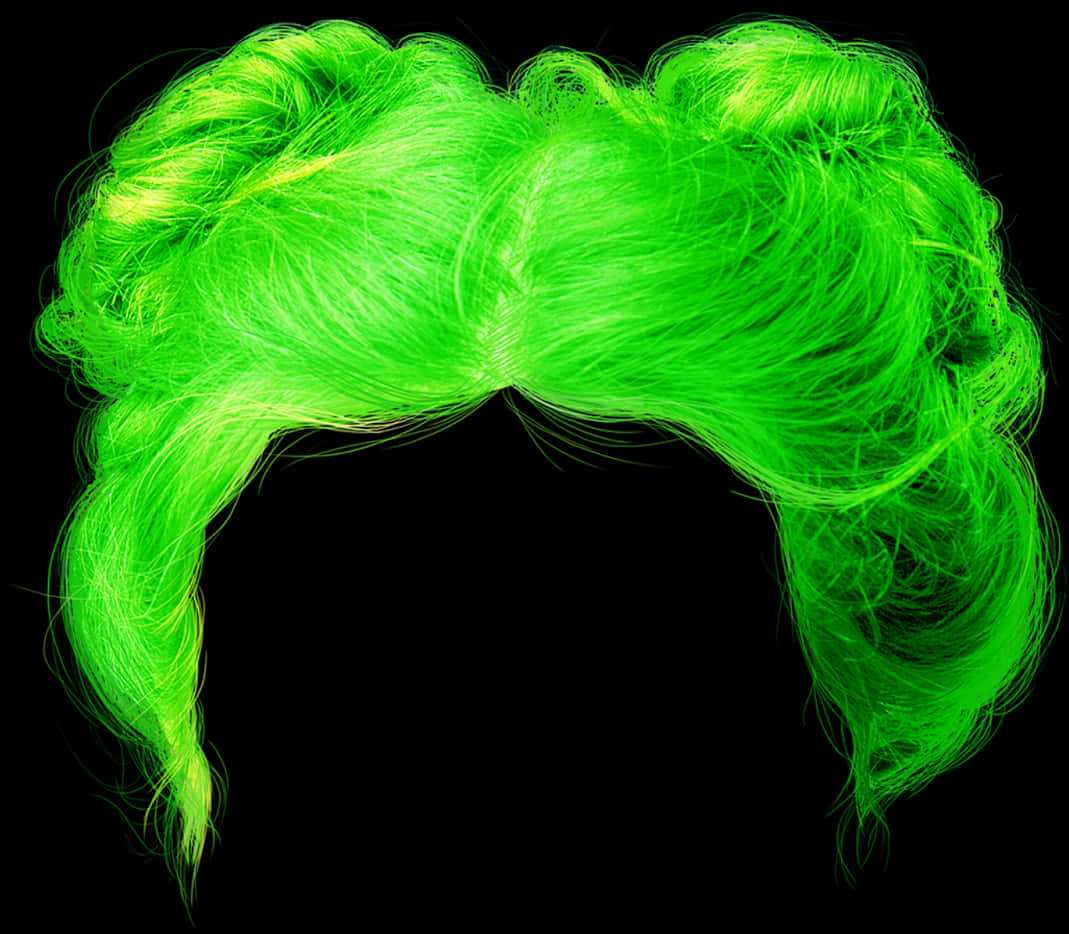 A Green Wig With Black Background