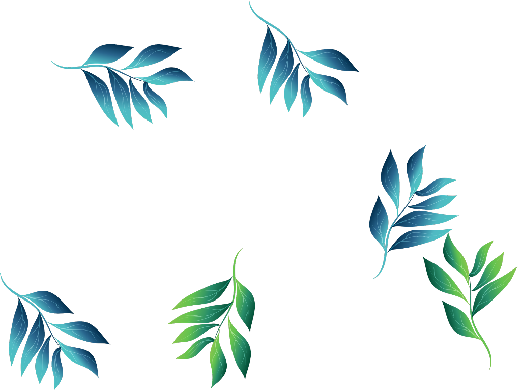 A Blue And Green Leaves On A Black Background