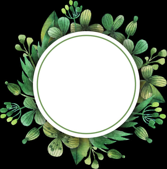A Circle With Green Leaves And Flowers