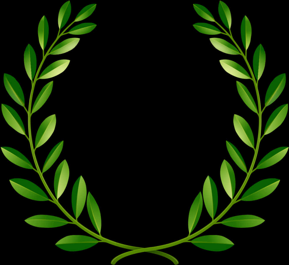 A Green Laurel Wreath With Black Background