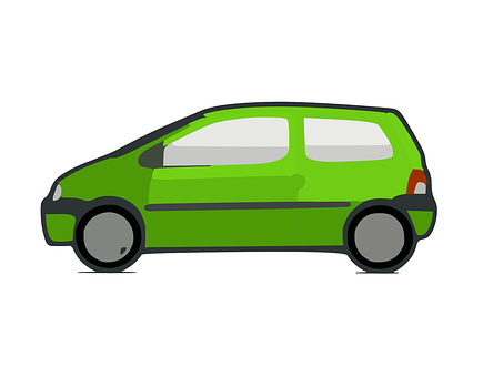 A Green Car With Black Wheels