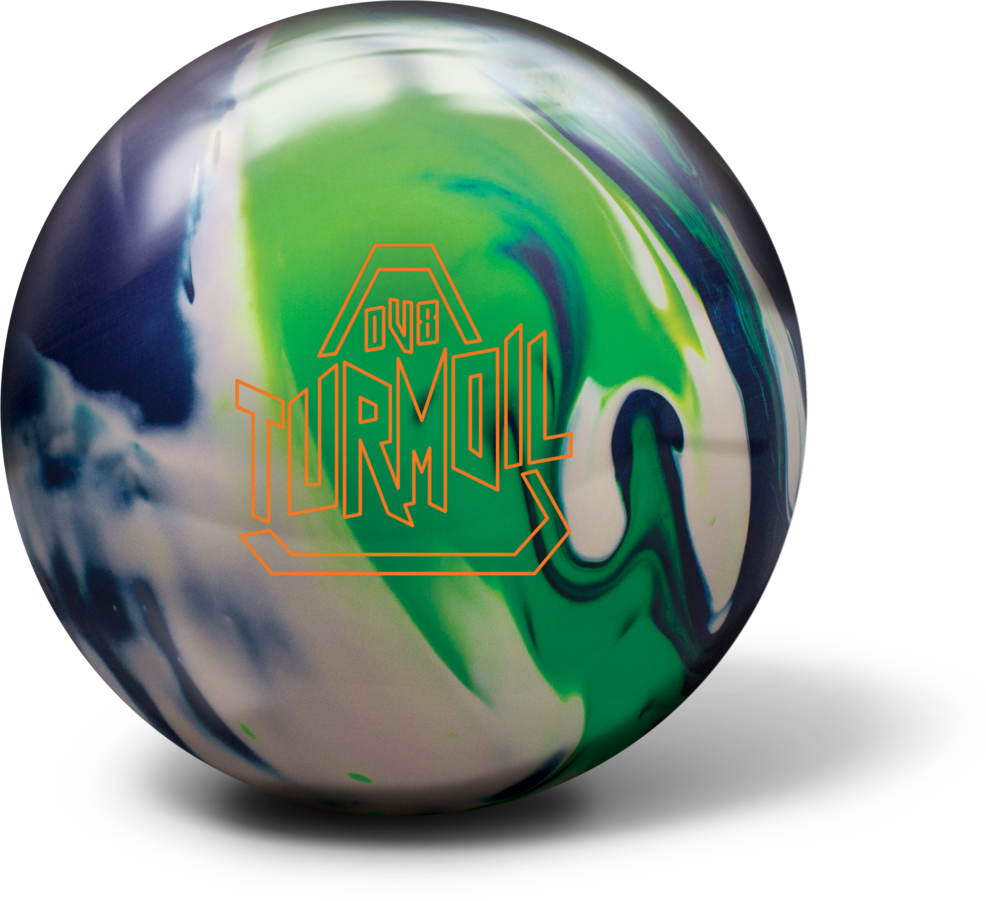 A Colorful Bowling Ball With A Logo On It