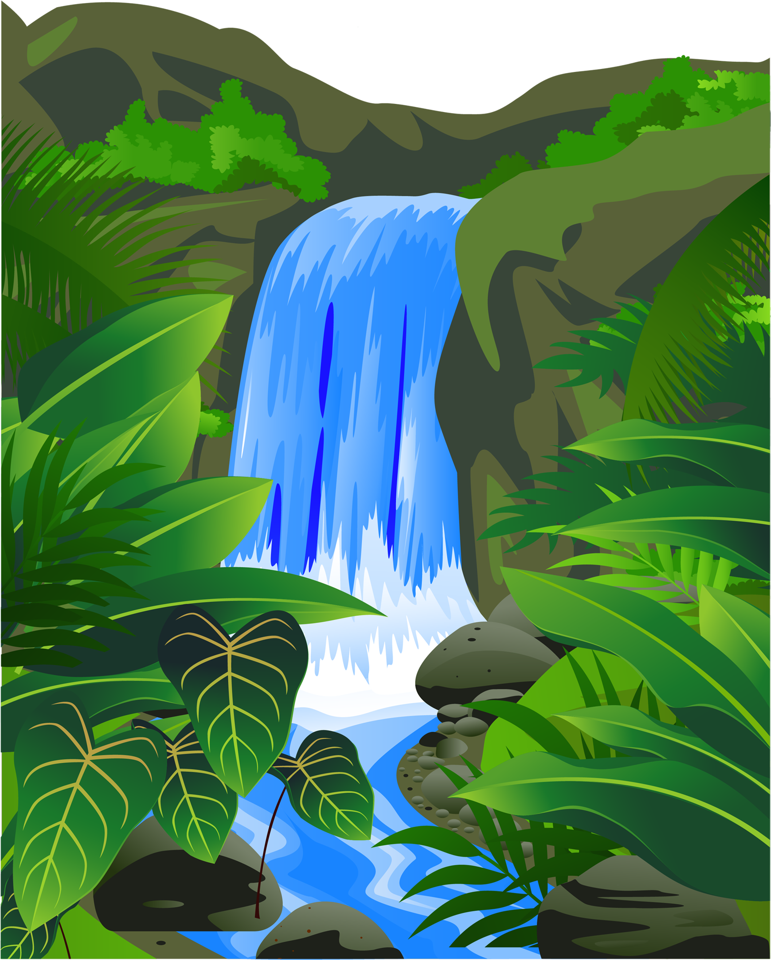 A Waterfall In A Jungle