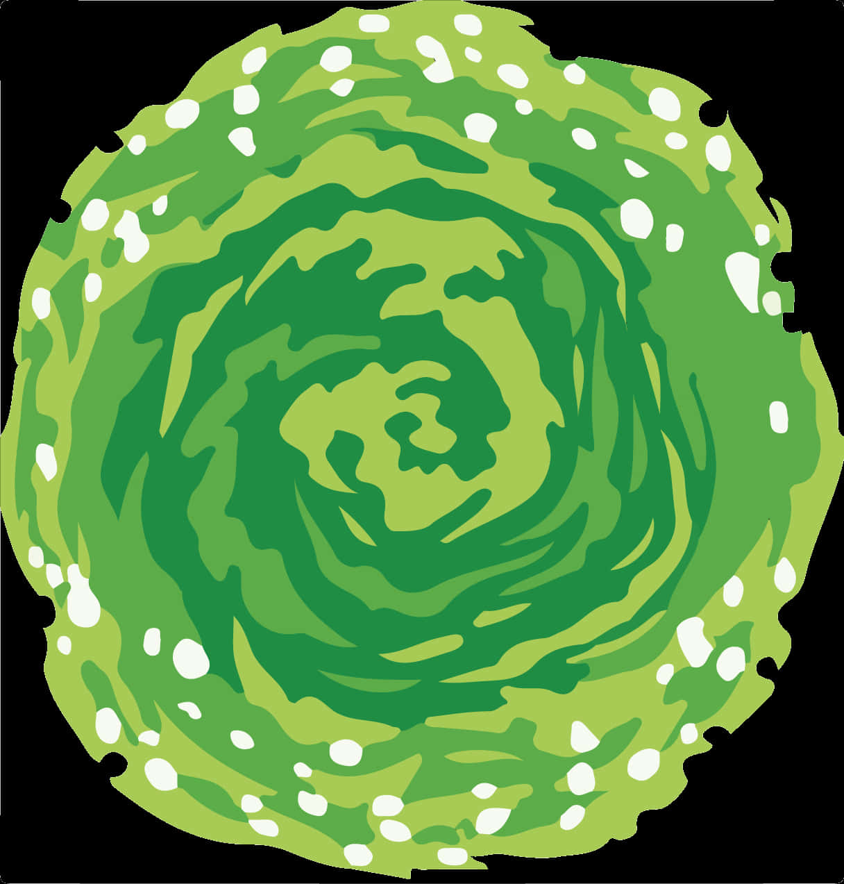A Green Swirly Circle With White Dots