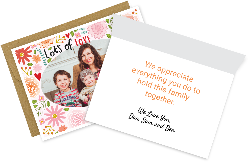 A Card With A Picture Of A Family And A Note