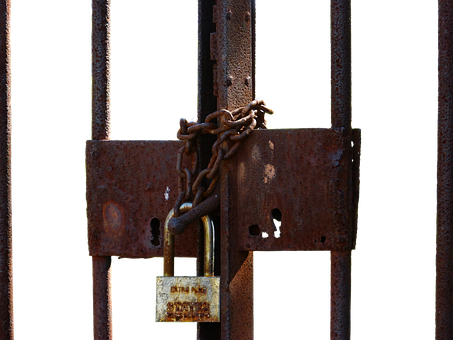 A Rusty Gate With A Chain And A Padlock