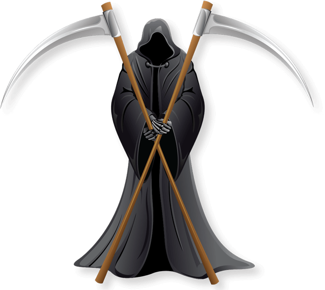 A Grim Reaper Holding Two Scythes