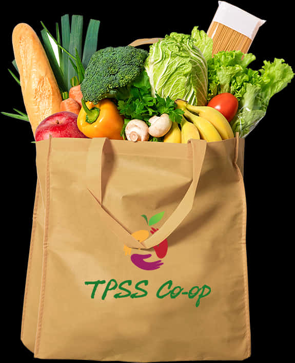 A Bag Full Of Vegetables And Fruits