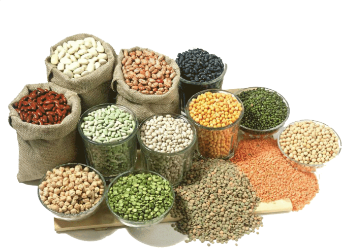 A Group Of Different Types Of Beans In Sacks