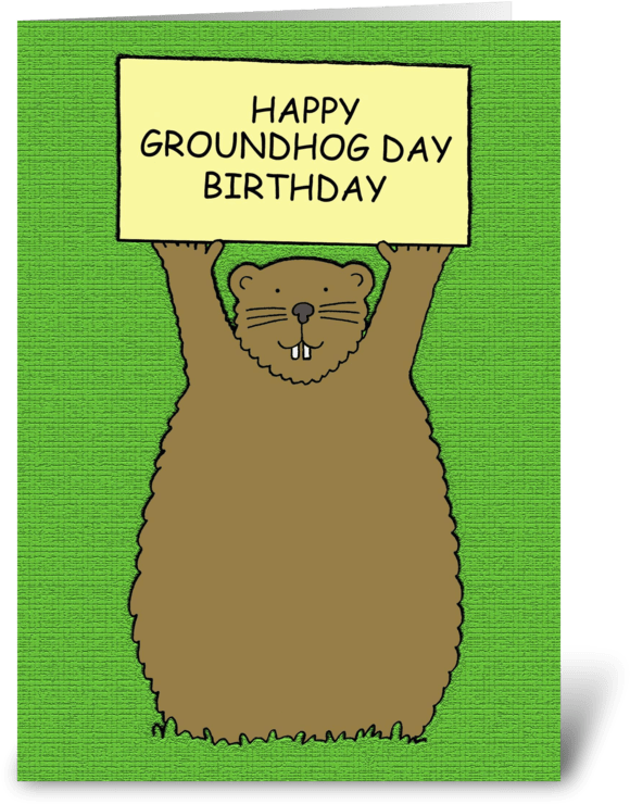 A Cartoon Of A Groundhog Holding A Sign