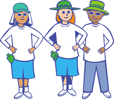 A Group Of Kids Wearing White Shirts And Hats