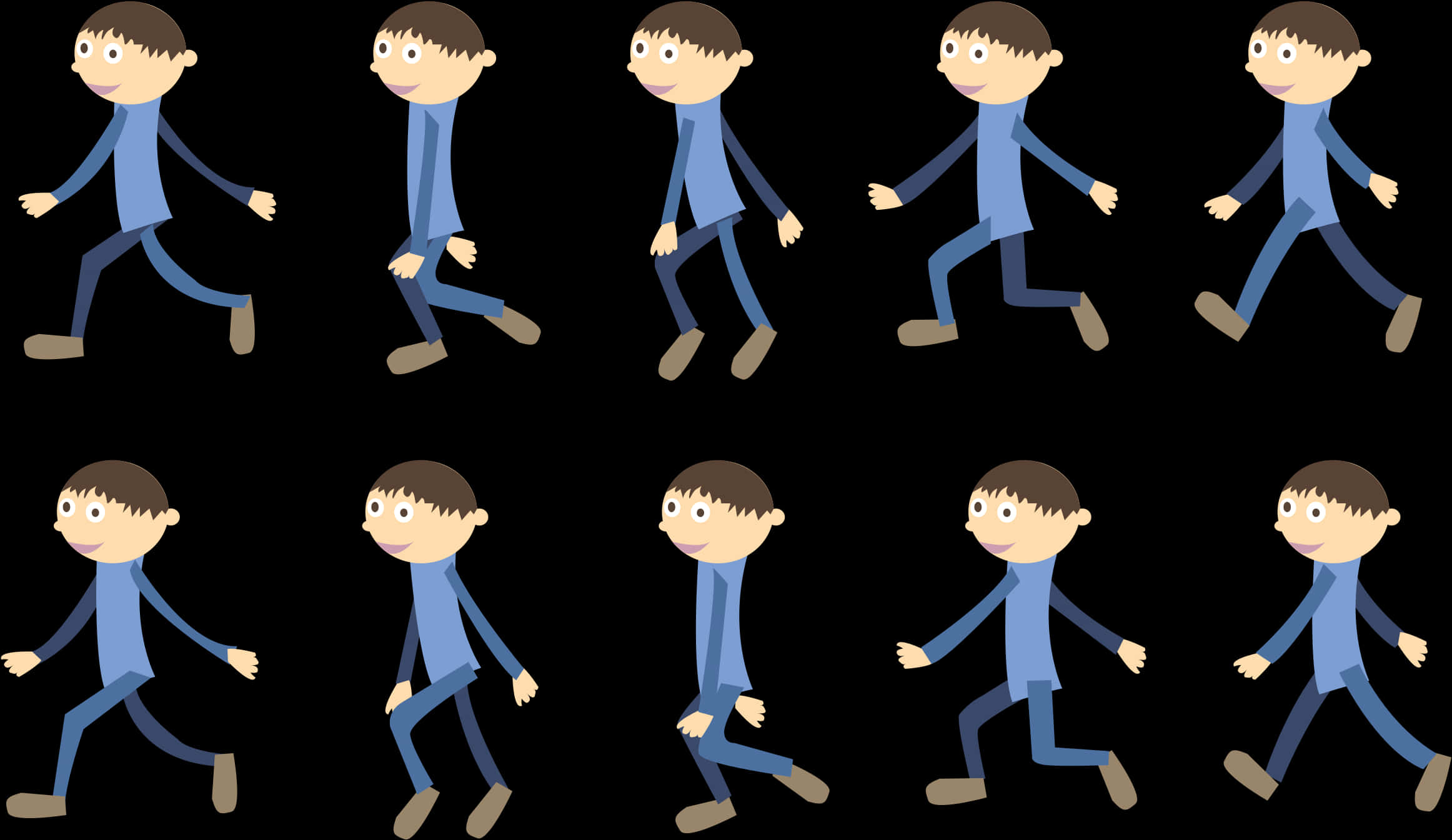 A Cartoon Of A Boy Walking