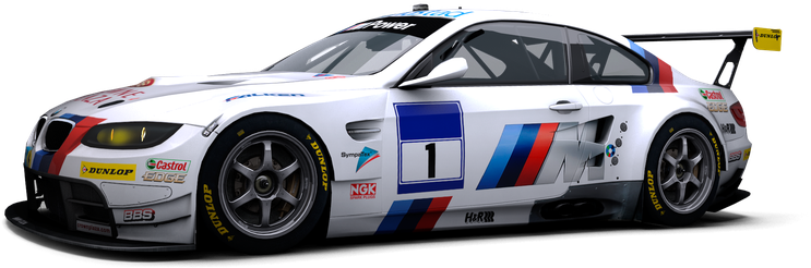 A White Race Car With Blue And Red Stripes