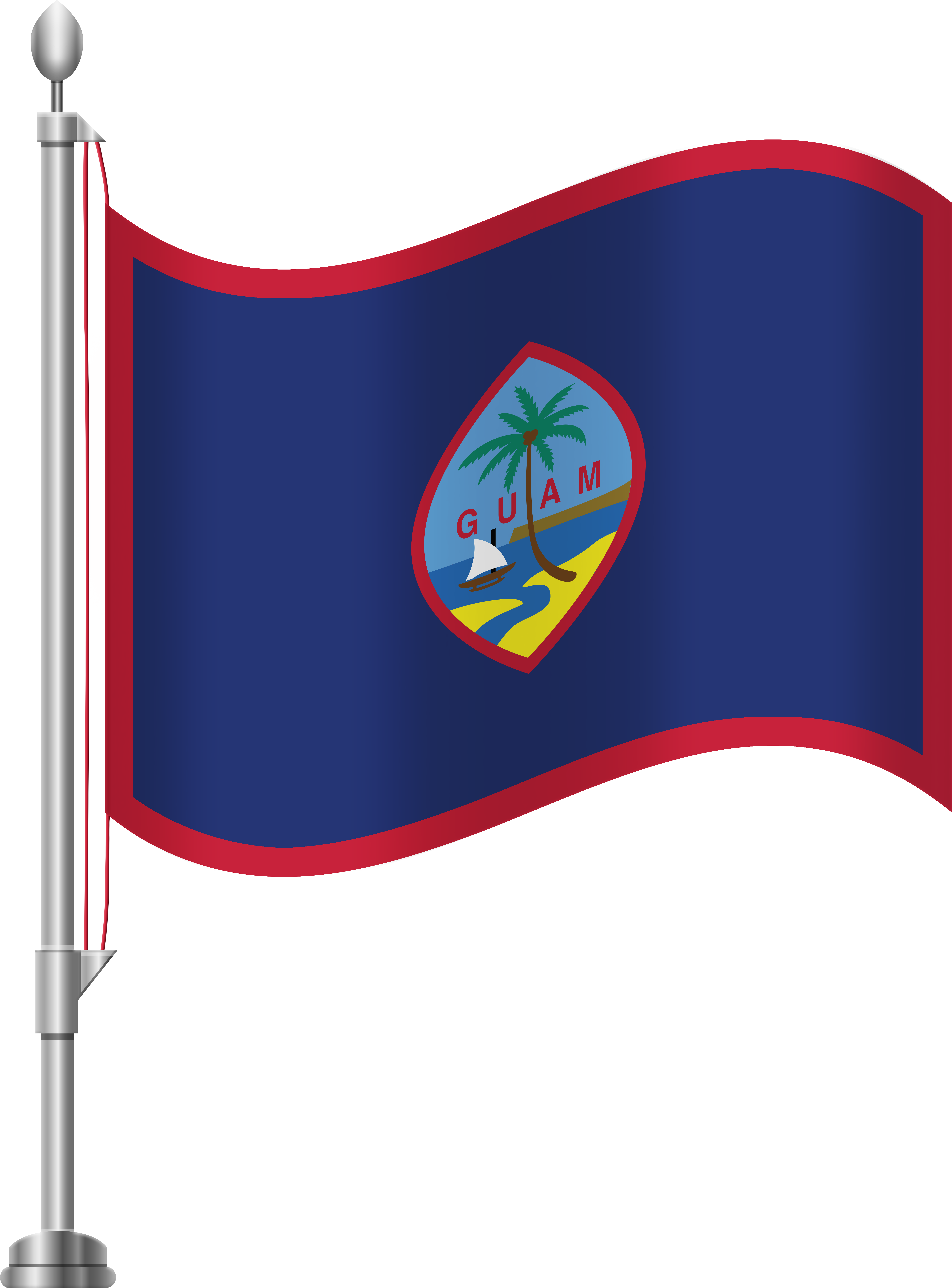 A Blue And Red Flag With A Red Border