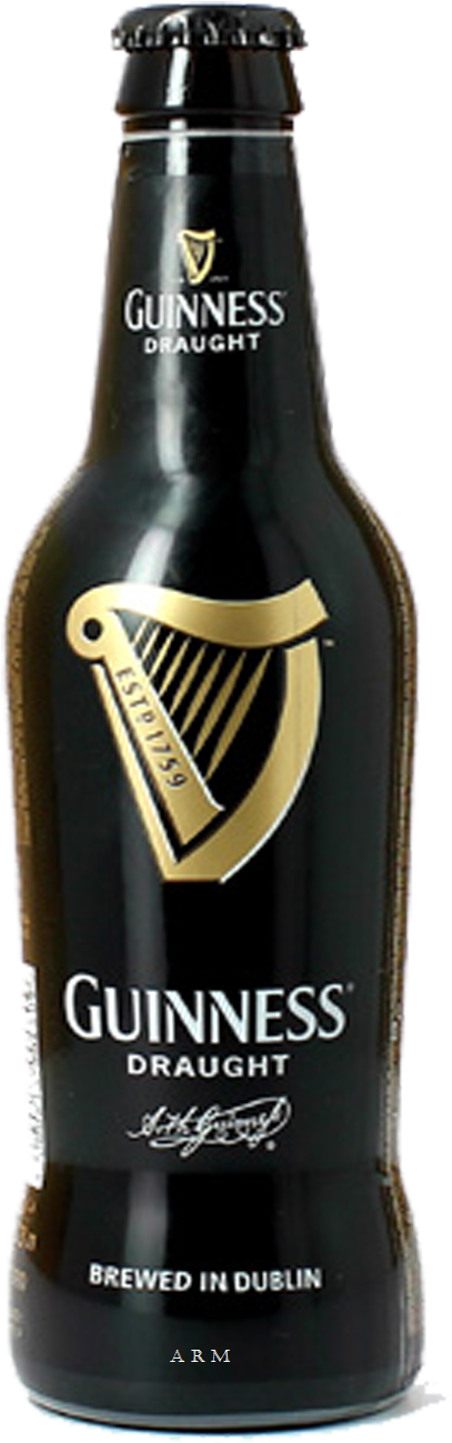 A Bottle Of Alcohol With A Harp Logo