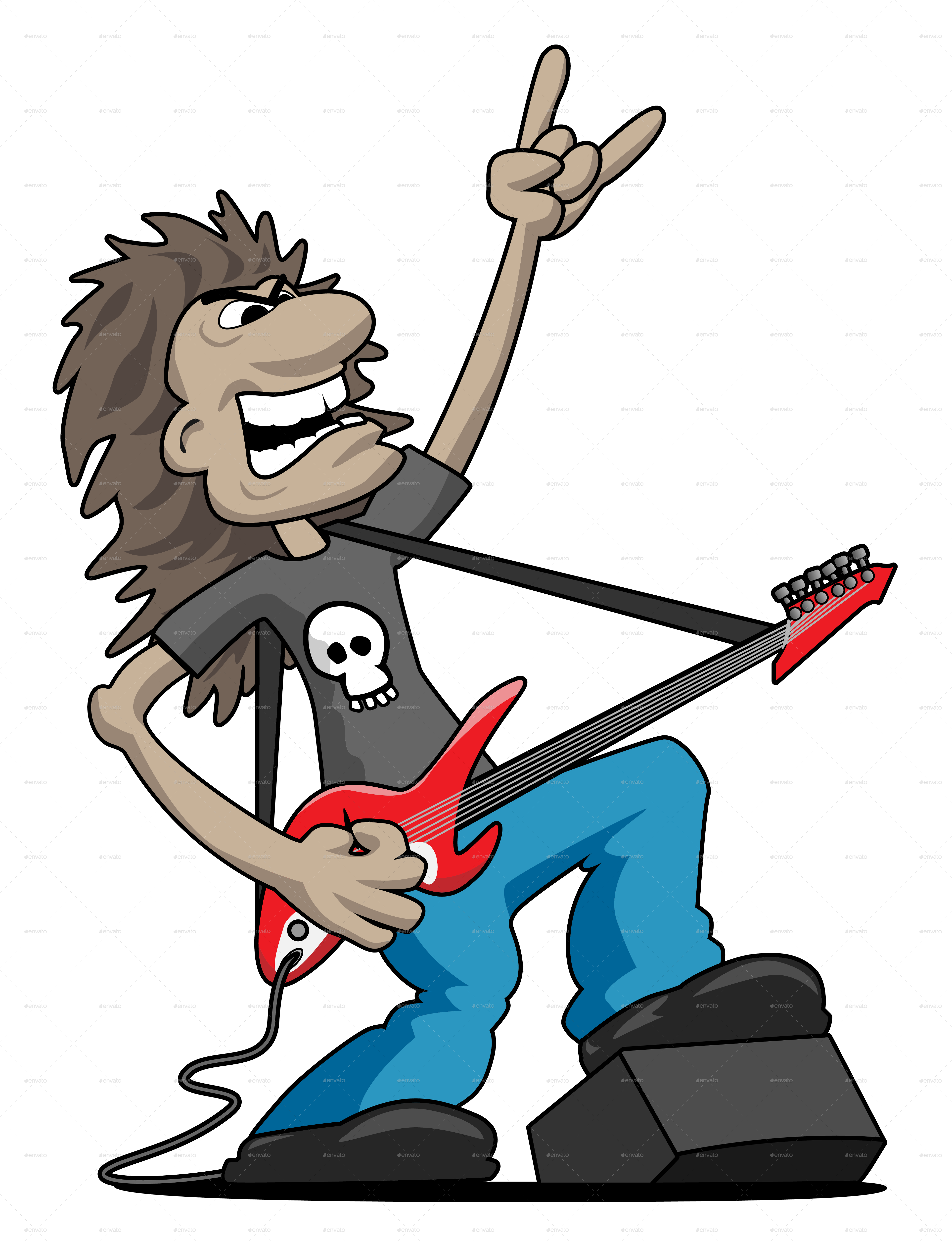 A Cartoon Of A Man Playing A Guitar