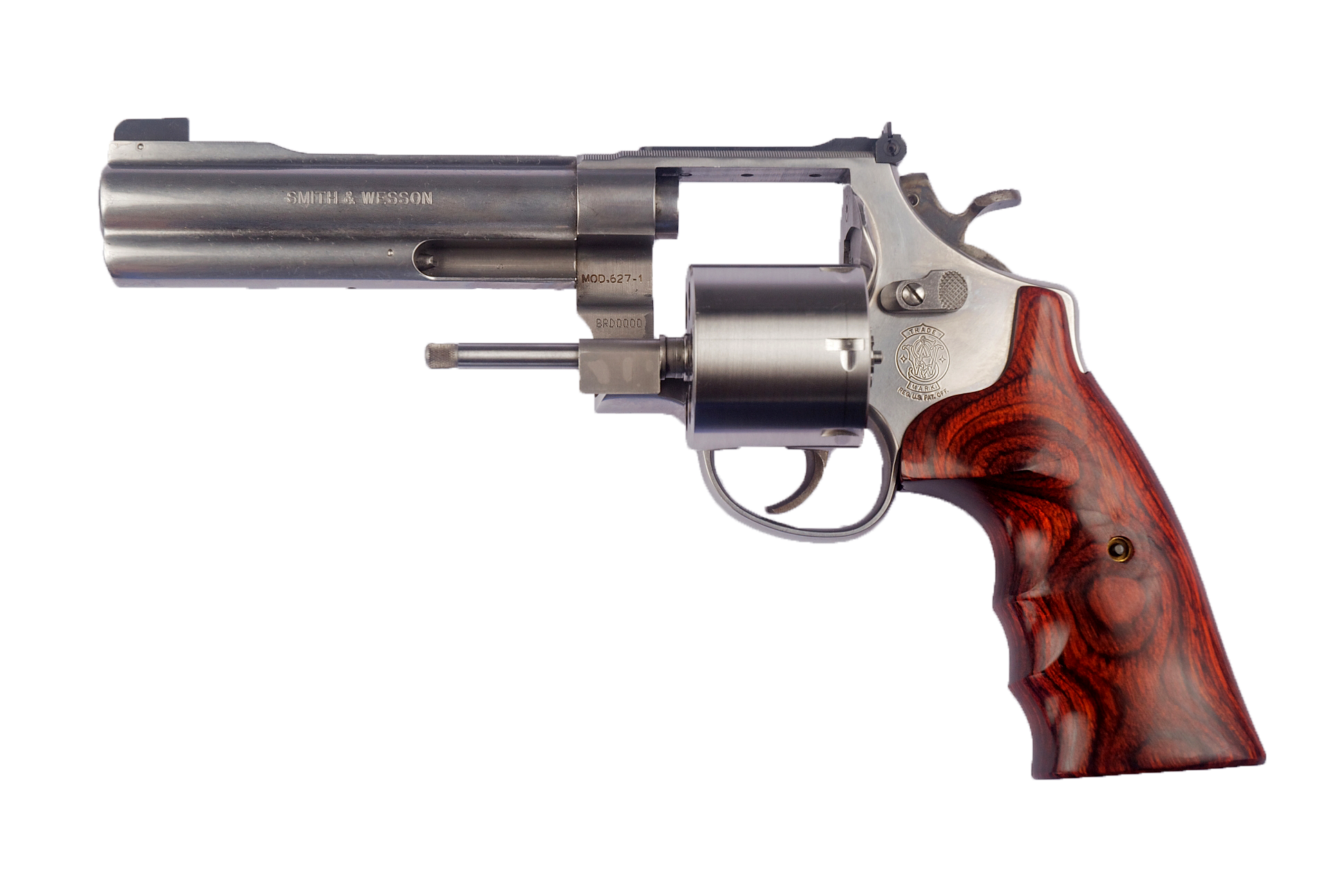 A Silver And Red Revolver
