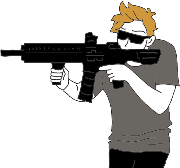 A Cartoon Of A Man Holding A Gun