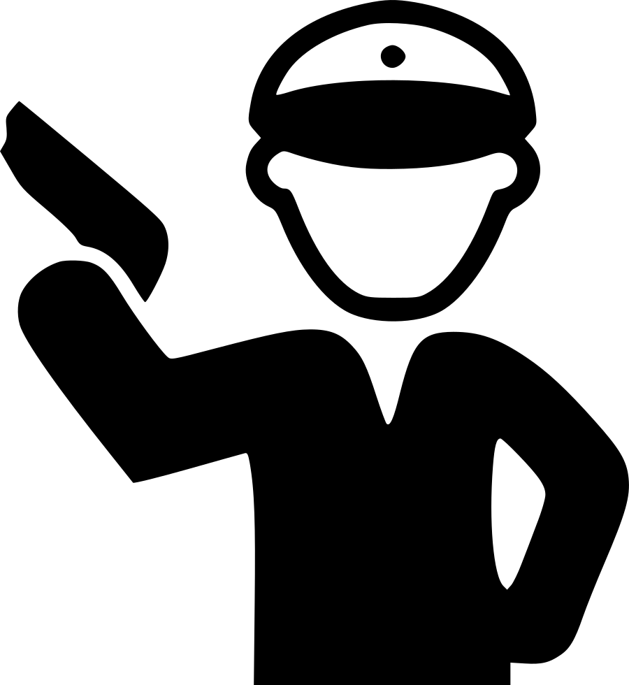 A Black And White Outline Of A Man Holding A Gun