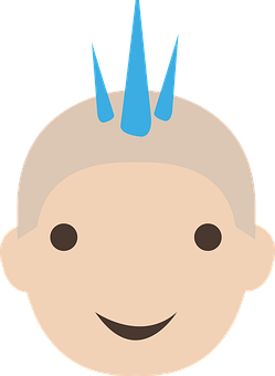 A Cartoon Of A Boy With Blue Spikes On His Head
