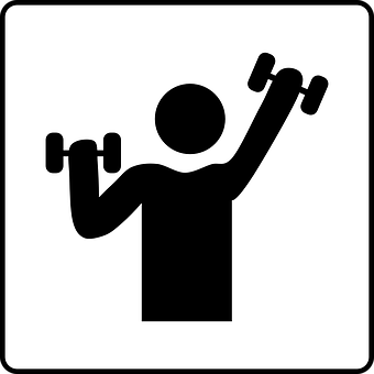 A Black And White Pictogram Of A Person Lifting Weights