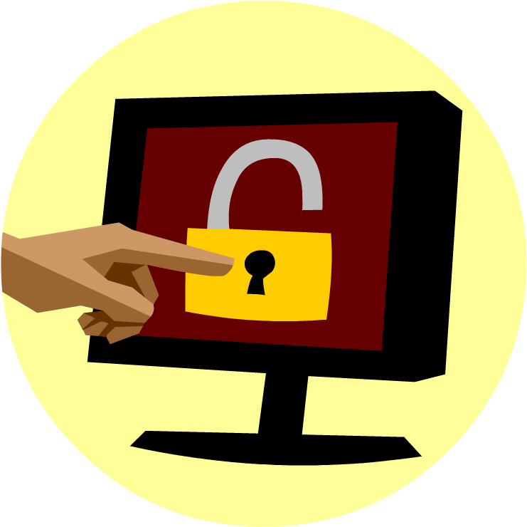 A Hand Pointing At A Lock On A Computer Screen