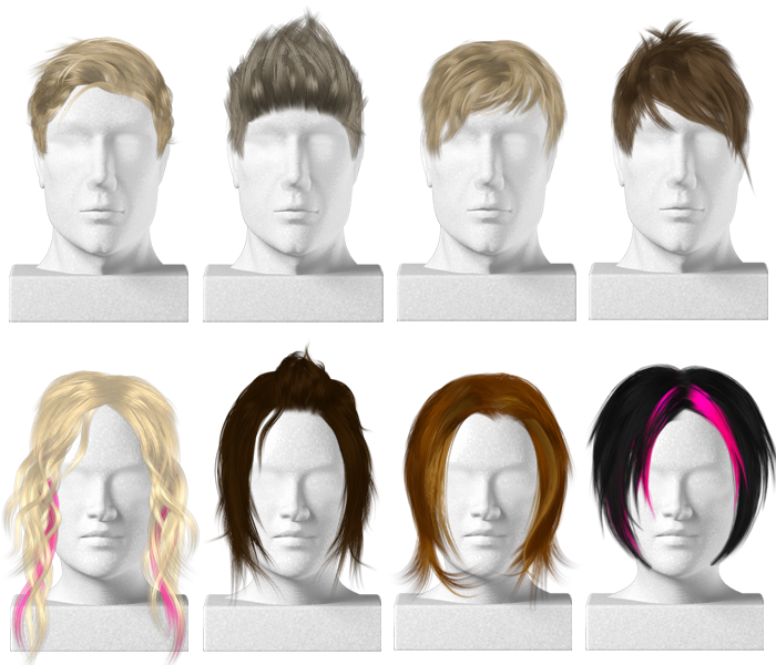 A Group Of Mannequins With Different Hair Styles