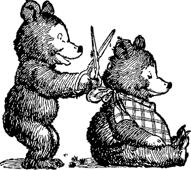 A Black And White Drawing Of Two Bears
