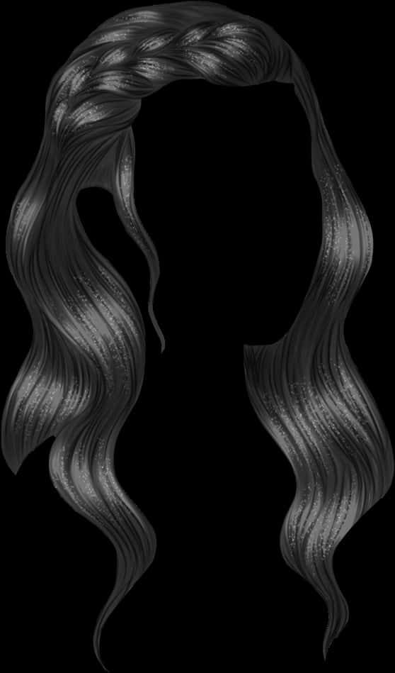 Long Black Hair On A Black Background