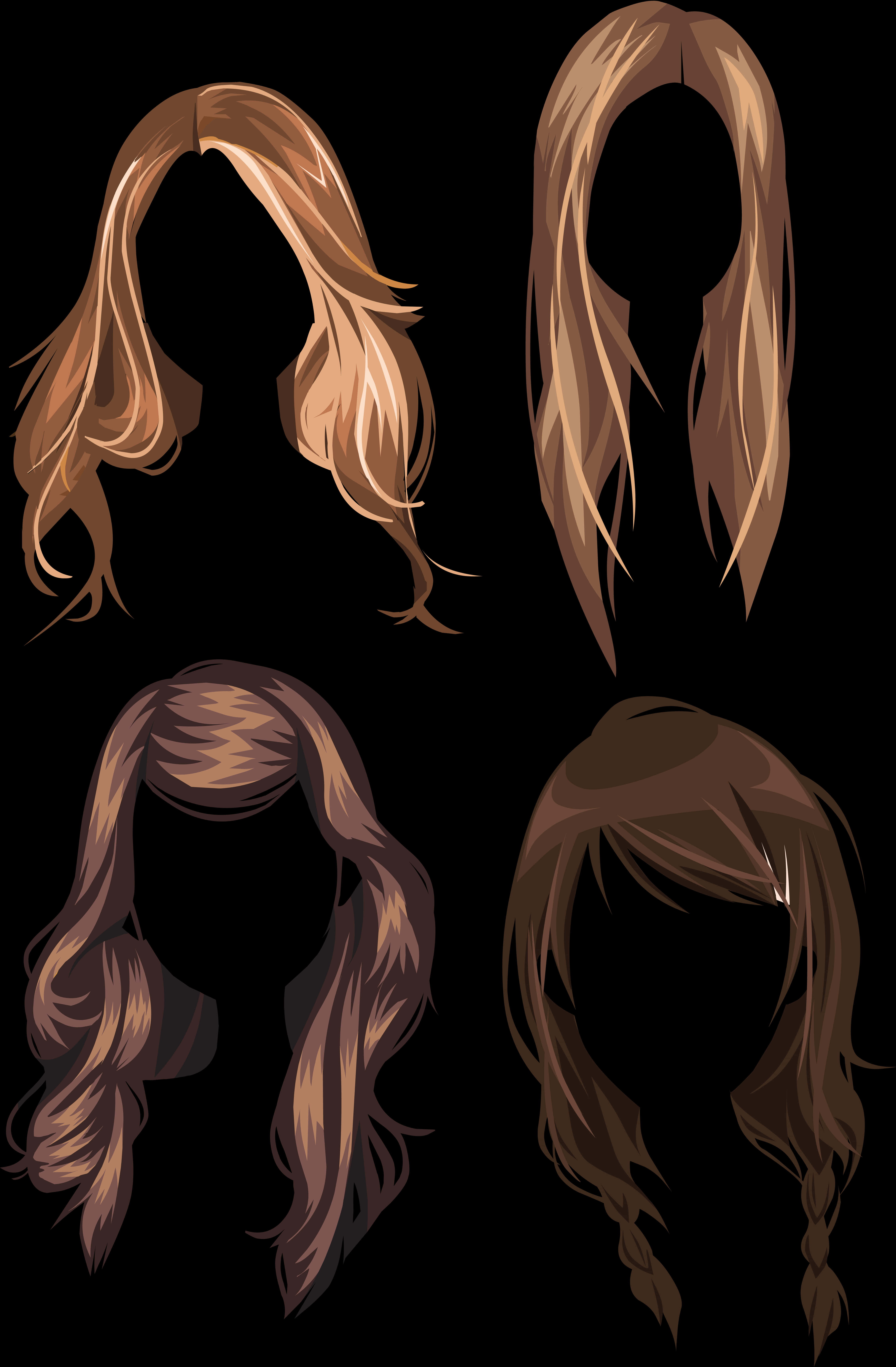 Different Hair Styles On A Black Background