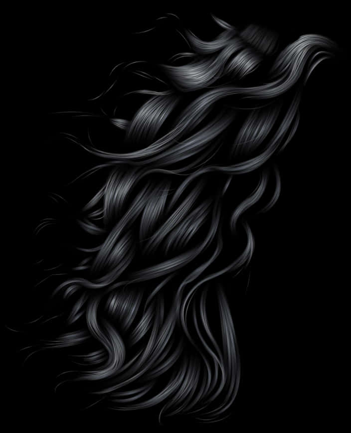 A Long Black Hair On A Black Background