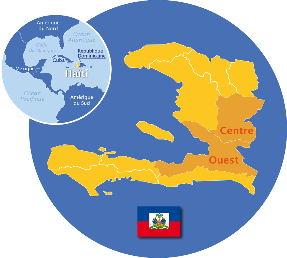 A Map Of Haiti With A Flag And A Map Of The Country